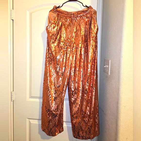 Topshop IDOL Copper Sequin Wide Leg Pant - Picture 4 of 4